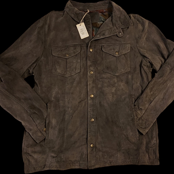 100% Suede Ash Gray Shirt Jacket M - Picture 4 of 7